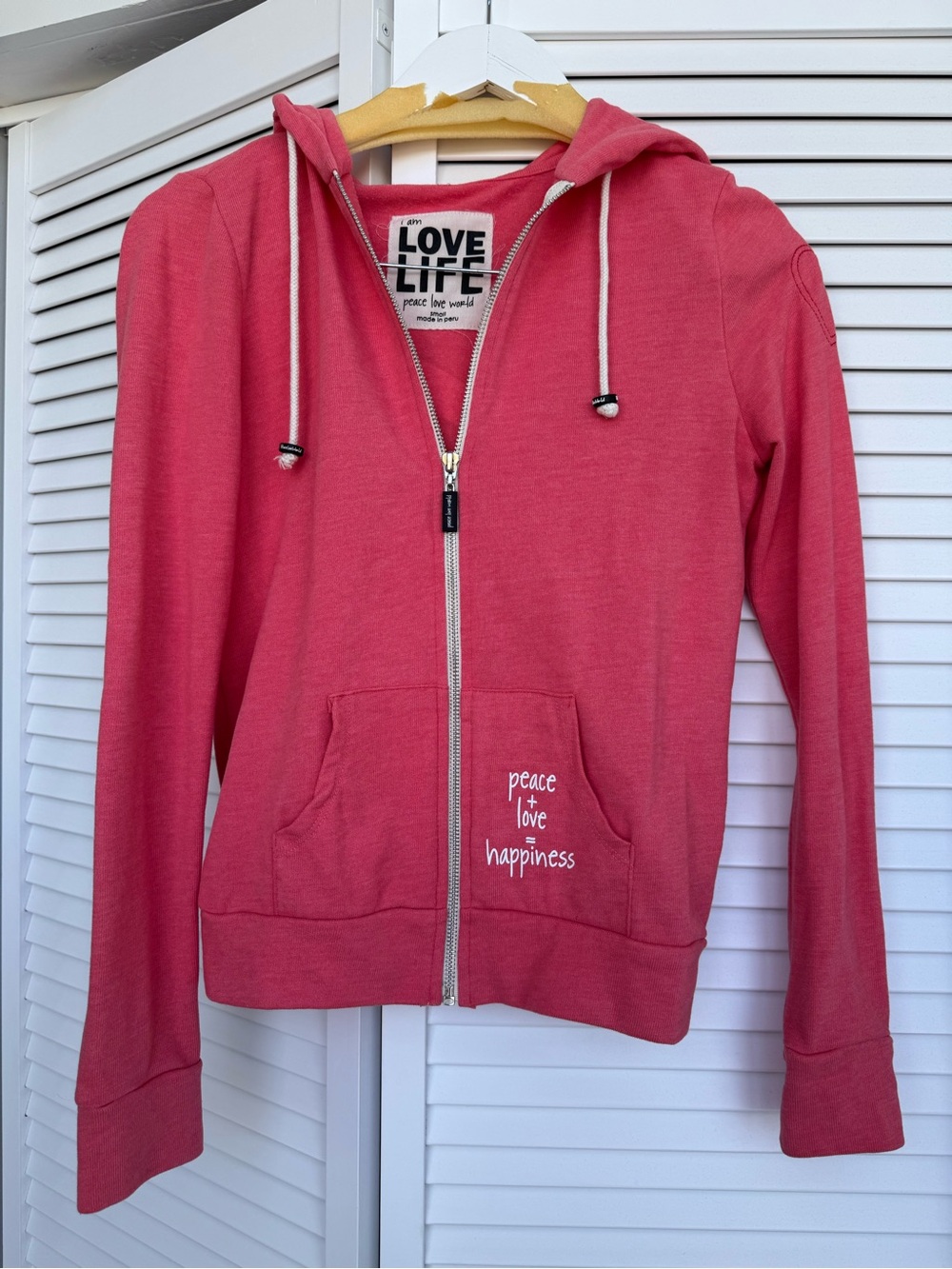 Love Life Peace + Love Happiness Pink Zip Hoodie and Shorts